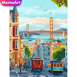 Momoart Cat Алмазная картина Животное Красочная Алмазная мозаика Картина Стразы Луна Настенный декор
