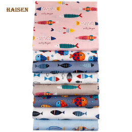 8 шт./лот, серия Fish, саржевая хлопчатобумажная ткань, Лоскутная Ткань, набор тканей для рукоделия, рукоделие, шитье, Квилтинг, материал ручной работы 20x25 см