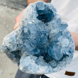 Натуральный синий Celestite Geode Кварцевый кристалл Минеральный образец Исцеление