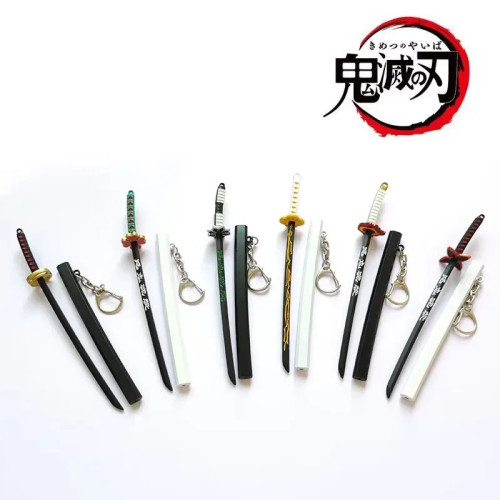 17 см металлический меч-убийца демонов, брелки в стиле аниме Kimetsu No Yaiba Tanjirou Ninja, нож, настоящая японская катана, мини-самурайская сабля, подарок