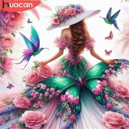 Алмазная живопись HUACAN, картина для девочек, Новое поступление, вышивка крестиком, Бабочка, мозаика, цветок, подарок ручной работы