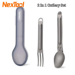 NexTool 2-в-1 набор посуды из чистого титана, уличный бытовой матовый нож и вилка, ложка, портативный нож для путешествий, кемпинга, набор вилок