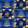 С днем рождения 30, 40, 50, 60, декор для вечеринки, воздушный шар, фон, синий, золотой фон для фотосъемки на день рождения, торт, стол, баннер