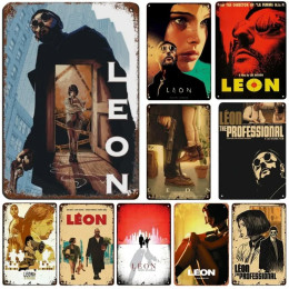 Классический постер фильма Léon Killer Leon Bar, винтажный постер, металлическая пластина, настенная пластина, гараж, кафе, металлическая табличка, настенный промышленный декор