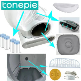 TONEPIE автоматический ящик для аксессуаров для кошачьего туалета, коврик для кошачьего туалета, дверца, нижняя капсула, сетчатый фильтр, линия электропередачи, туалетная сумка