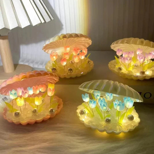Ручная работа DIY керамический корпус тюльпан маленький ночник креативный Валентина Рождество день рождения детский подарок прикроватная тумбочка атмосферный свет