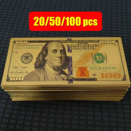 20 ~ 100 шт., 100 долларов США, 100 долларов, позолоченная банкнота, поддельные доллары, сувенир, деловые подарки