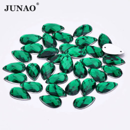 JUNAO 8*13 мм 18*25 мм Темно-Зеленый каплевидный Стразы для шитья стразы с плоской задней стороной кристалл для рукоделия одежда ремесла