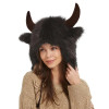 Шапка Bison Hat | Плюшевая шапка с рожками | Головной убор с пушистыми ушами для Хэллоуина подарок для мужчин и женщин для фестиваля косплея животных