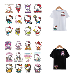 6 см * 12 шт./лот, нашивки «Hello Kitty», сделай сам, печать для детей, полосы, аппликации, виниловые наклейки, утюг