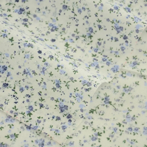 Blue Flower Classic Style Cotton Plain Fabric for Beginner's Practice Doll Sewing Telas Tecido Art Work Patchwork Clothing Cloth