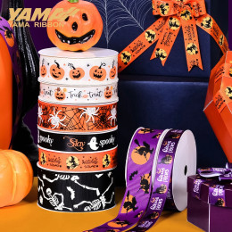 Лента Grosgrain с принтом YAMA для украшения упаковки на Хэллоуин, поделок для вечеринок, 1 дюйм, 16, 25 мм, 10 ярдов в рулоне