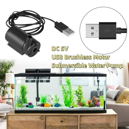 Бесшумный погружной насос 5 В, USB-кабель, низковольтный моторный насос постоянного тока, портативный гидропоника, аквариум, циркуляционная вода, ремесла, фонтан