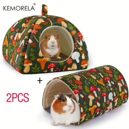 KEMOREL 2 шт., убежище для морской свинки, мягкая кровать для морской свинки и моющийся туннель для морской свинки, аксессуары для морской свинки для хомяка, кролика