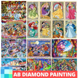 Алмазная живопись AB Disney 5D, Набор для вышивки крестиком, мультяшный пейзаж принцессы Микки Маус, мозаика, домашний декор, подарок