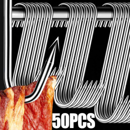 Крючок мясного мяса из нержавеющей стали S для горячего и холодного копчения, мясника, охоты, курицы, барбекю, свинины, колбасы, бекона, гриля, крючок