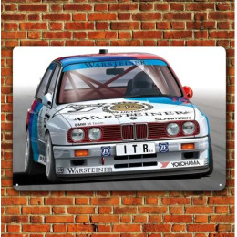 1p, Bmw M3 E30 металлический плакат гоночного автомобиля - жестяная вывеска для гаража 20x30 см