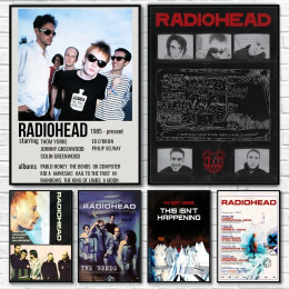 Art Rock Band Radiohead Музыкальный постер Липкая настенная художественная печать Водонепроницаемая домашняя гостиная Спальня Бар Эстетический декор
