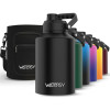 Изолированная бутылка для воды Watersy, 64/128 унций, термос из нержавеющей стали большой емкости с подъемными руками и сумкой, для кемпинга, семейной поездки