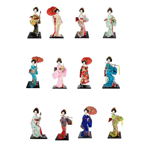 Японские Geisha Коллекционная фигурка куклы, азиатская кукла гейши, статуя для дома, офиса, полка для украшения стола, 12 дюймов