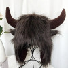 Женская плюшевая шапка-ушанка Bison Hat, зимняя плюшевая шапка-ушанка с пушистыми ушами для Хэллоуина