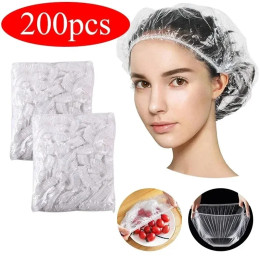 Одноразовая шапочка для душа, 100/200/500/1000 шт., прозрачная шапочка для волос, шапочка для душа, эластичная сетчатая форма, водонепроницаемая шапочка для ванны