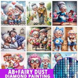 Фея Пыль AB Мультфильм Дедушка и Бабушка 5D DIY Алмазная картина Вышивка крестиком Мозаика Полная вышивка Домашний декор Детский подарок