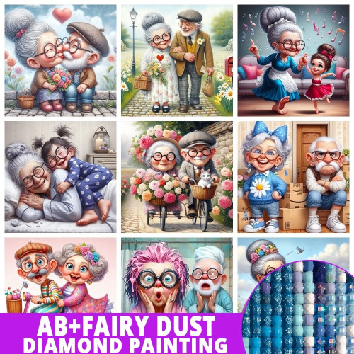 Фея Пыль AB Мультфильм Дедушка и Бабушка 5D DIY Алмазная картина Вышивка крестиком Мозаика Полная вышивка Домашний декор Детский подарок
