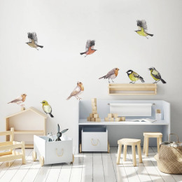 Птицы Tit Finch Воробья акварельные наклейки на стену для детской комнаты съемные DIY Peel and Stick наклейки на стены интерьер детской комнаты домашний декор