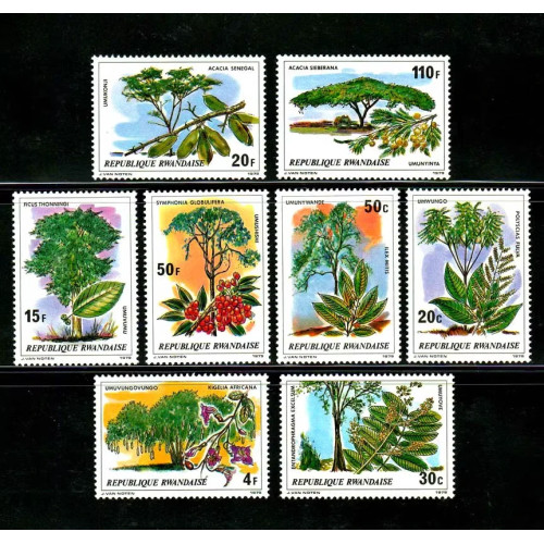 8 шт./компл. почтовый штамп «Новая Руанда», 1979 г., почтовые марки с редкими деревьями MNH