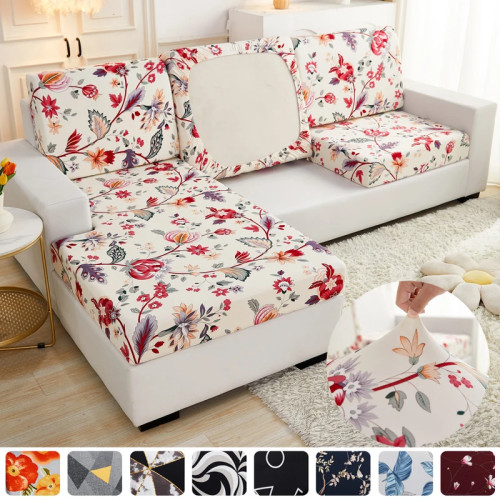 new floral printed stretch sofa seat cushion cover backrest cover protector for couch sofa cover L shape chaselong slipcovers