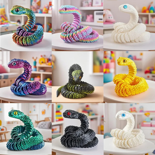 3D печатная змея, настольная шарнирная змея, коллекционные предметы, креативная модель змеи, сенсорные игрушки, украшение для рабочего стола, игрушки с 3D принтом