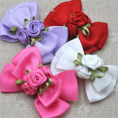 4 шт. микс красивая Роза Grosgrain бант Аппликация Свадебное Ремесло Цветы украшения B135