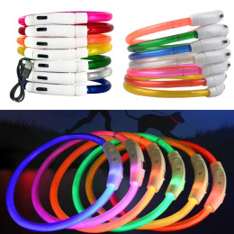 Led Светящийся ошейник для собак Подзарядка Светящийся красный синий зеленый Usb Подзарядка Многоцветная ночная защита от потери 3 / Режим 50Cm Защита от потери