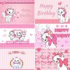 Милый розовый Marie Cat The Aristocats Theme Baby Shower для девочек, украшение для дня рождения, милый полосатый фон для фотостудии на заказ