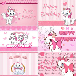 Милый розовый Marie Cat The Aristocats Theme Baby Shower для девочек, украшение для дня рождения, милый полосатый фон для фотостудии на заказ