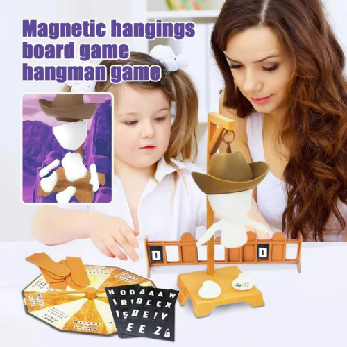 HOT-Cowboy Магнитные настольные игры Hangman Mystery Guessing Word Before Hank Falls висит с куклой, настольная игра для путешествий