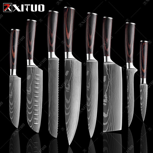 Кухонный нож шеф-повара XITUO 8, профессиональные японские ножи шеф-повара, высокоуглеродистая нержавеющая сталь, нож для нарезки фруктов Santoku