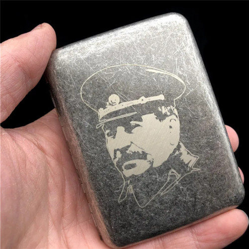 Старый серебристый цвет 16, портсигар обычного размера, Stalin, винтажный стиль, карманные металлические портсигар, держатели для курения с подарочной коробкой
