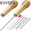 KOVEEN, 9 шт., набор шило с медной ручкой, набор иголок для шитья кожи, подходит для ремонта кожаной парусиновой обуви-палатки