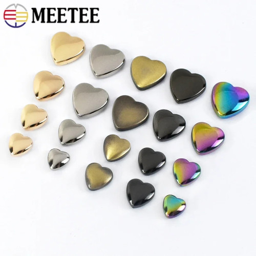 10/30 шт. Meetee 8/13 мм, заклепки в форме сердца, винты для сумки, фурнитура для одежды, сумки, декоративные шпильки, пуговицы для ногтей, металлические пряжки, аксессуары «сделай сам»