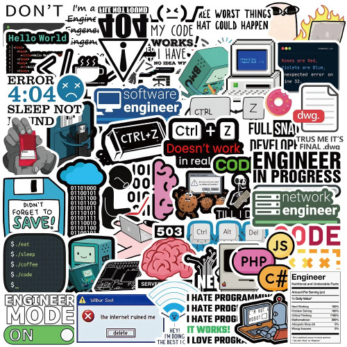 50 шт. забавные наклейки для программирования мем Java JS Php Docker Html наклейки на облачный язык компьютер ноутбук 404 сетевая наклейка с ошибками