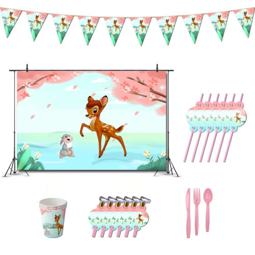 Baby Shower Бэмби украшения на день рождения лесные лесные животные вечерние баннер маленький олень тематические сувениры бумажные стаканчики