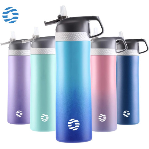 FJbottle Изолированная бутылка для воды с соломенной крышкой 20oz/550ml нержавеющая сталь двойная стенка Вакуумная бутылка для воды сохраняет горячий и холодный