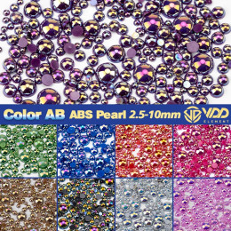 VDD 2,5/3/4/5/6/8/10 мм цвет AB миндальное печенье ABS искусственный жемчуг полукруглые бусины с плоской задней частью DIY украшения для дизайна ногтей ремесленные ювелирные изделия