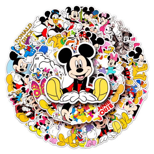 50 шт. MINISO Disney милые смешанные наклейки с Микки Маусом DIY для телефонов, ноутбуков, автомобильных наклеек