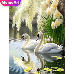 Momoart Cat Алмазная картина Животное Красочная Алмазная мозаика Картина Стразы Луна Настенный декор