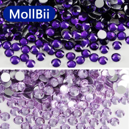 MollBii SS3-SS30 Фиолетовый бриллиант без горячей фиксации со стразами с плоской задней частью, стеклянные блестящие стразы, украшения для ногтей своими руками Стразы 네일파츠