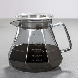 Leeseph Espresso Glass Carafe Кофейник, чайник с фильтром для заливки кофе - 400 мл 600 мл Алмазный стеклянный кофейник