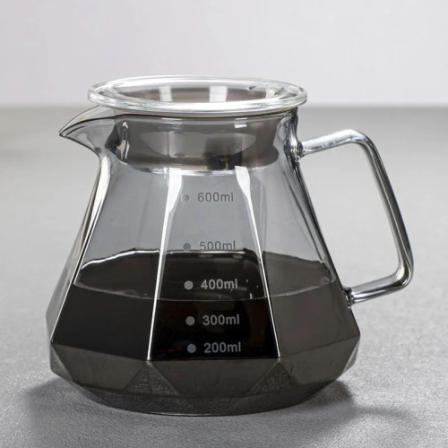 Leeseph Espresso Glass Carafe Кофейник, чайник с фильтром для заливки кофе - 400 мл 600 мл Алмазный стеклянный кофейник